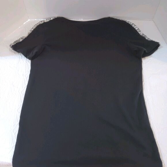 Victoria Secret Pink SZ XS. Black W/Silver Dogs & Logo. Sequin Accents - Picture 4 of 11